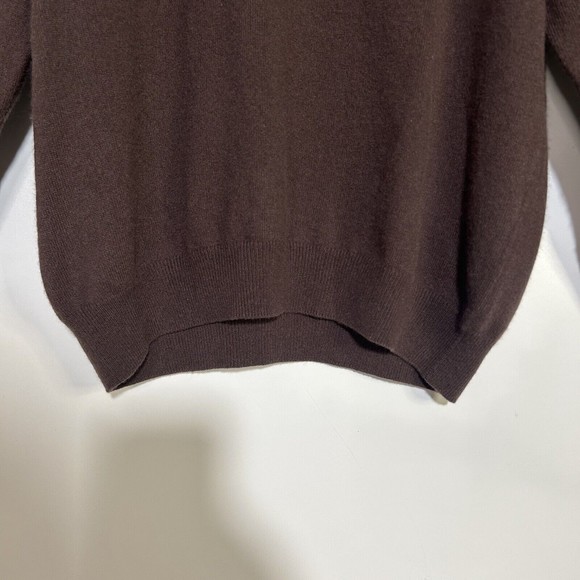 Kinross Men's Size M Brown Tan 100 % Cashmere 1/4  Zip Mock Neck Sweater - Picture 5 of 8